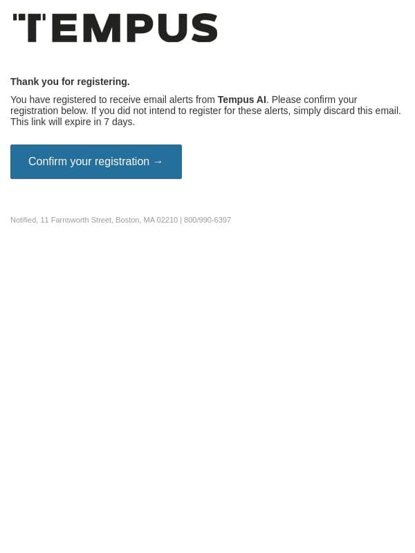 Please confirm your email alert subscriptions for Tempus AI email from Tempus screenshot
