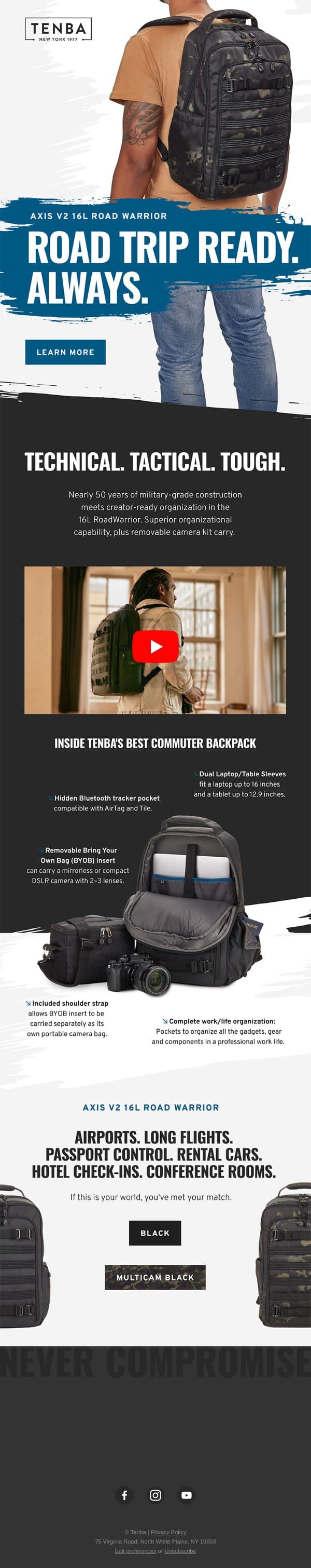Road trip season meets its match: Tenba RoadWarrior email from Tenba screenshot