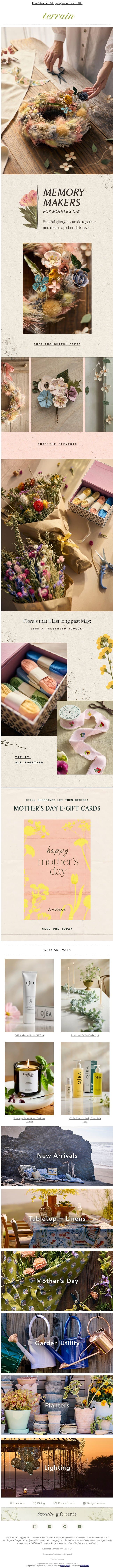 Floral wreaths mom can make her own email from Terrain screenshot