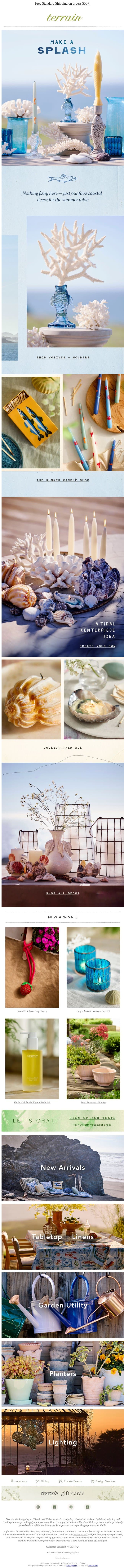 Shell candles, coastal decor🐚 email from Terrain screenshot