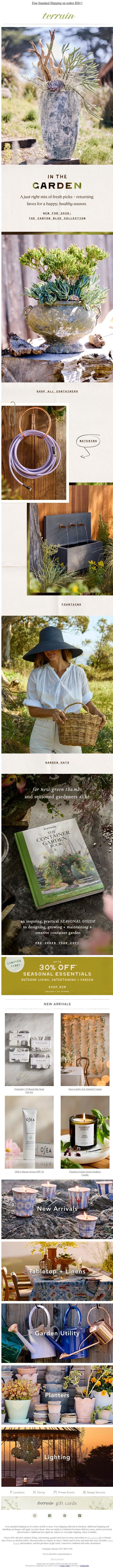 New planters we’re calling Canyon Blue email from Terrain screenshot