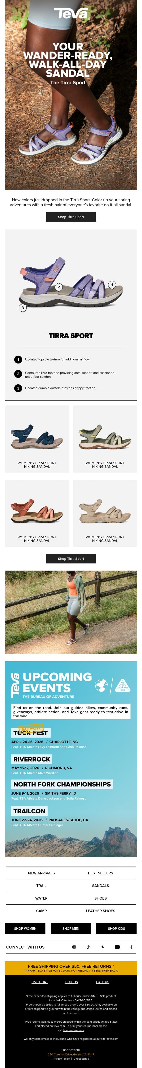New Tirra Sport colors now loading 🔄 email from Teva screenshot