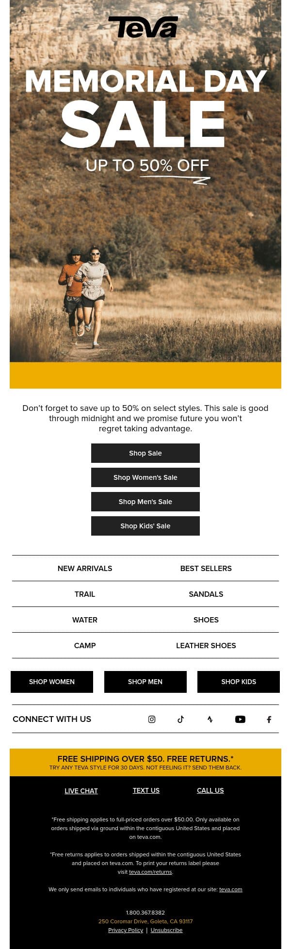 YOUR LAST CHANCE. 50% OFF ENDS TONIGHT. email from Teva screenshot