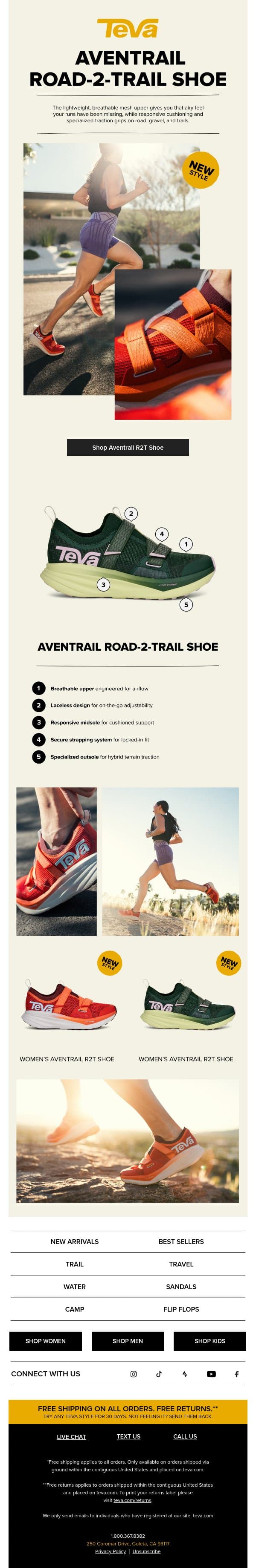 Introducing the all-new Aventrail R2T Shoe email from Teva screenshot
