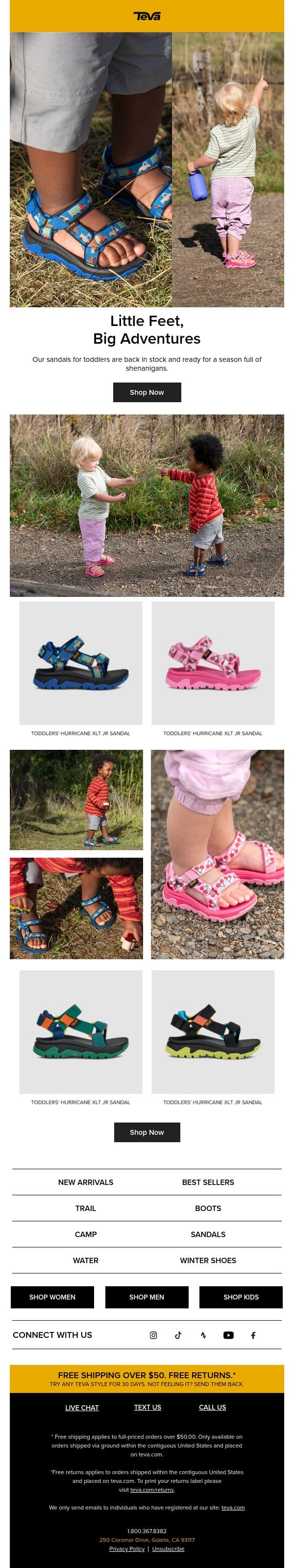 Tiny trails start here 👶 email from Teva screenshot