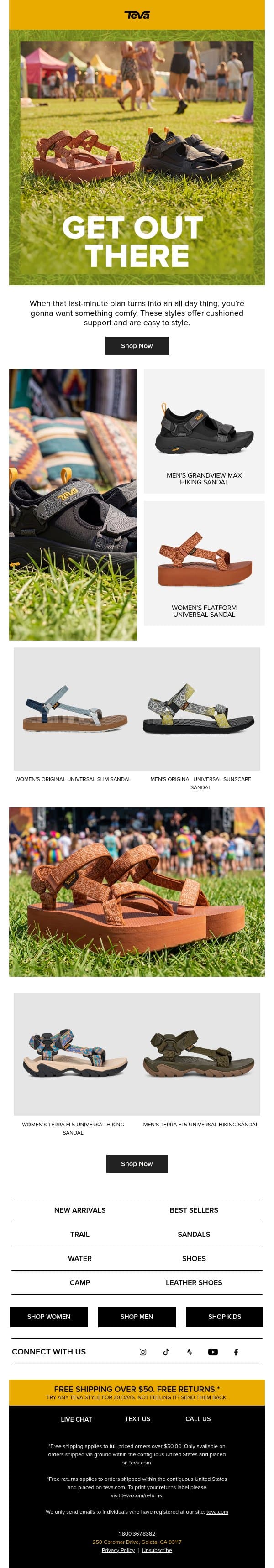 Spring’s favorites, ready for those long days ✨ email from Teva screenshot