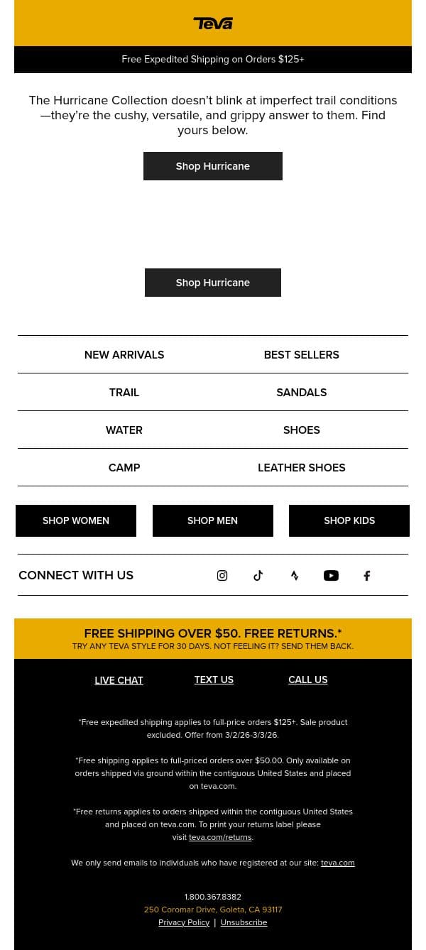 Meet the Hurricane Collection email from Teva screenshot