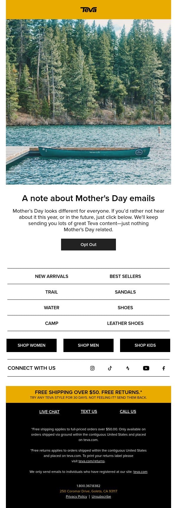 Not interested in Mother’s Day emails? email from Teva screenshot