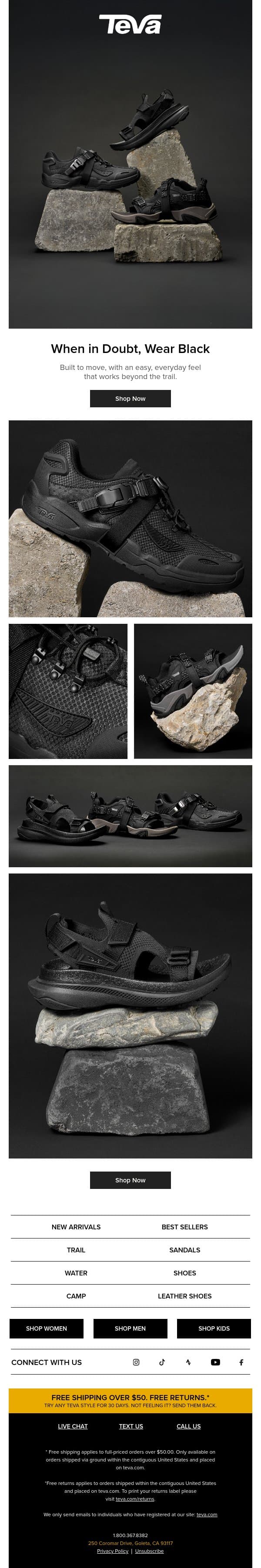 ⚫⚫ALL. BLACK. STYLES.⚫⚫ email from Teva screenshot