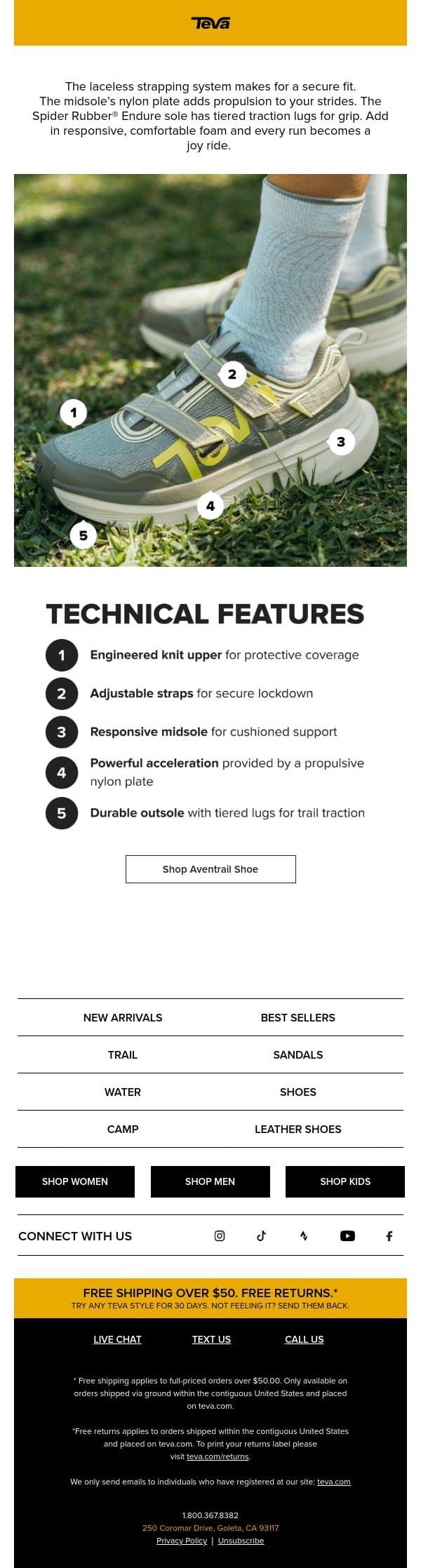 Aventrail Shoe: Your uninhibited joy ride trail runner email from Teva screenshot