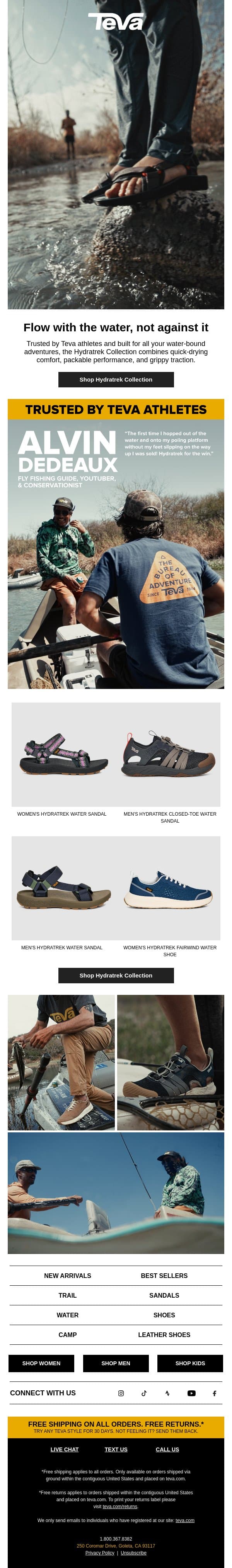 Trusted by Teva athletes: The Hydratrek Collection email from Teva screenshot
