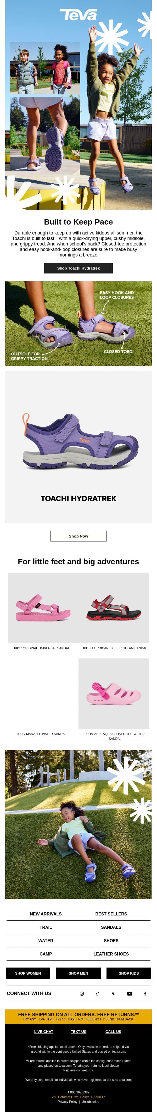 The Toachi Hydratek: Closed-toed, adventure-ready. email from Teva screenshot