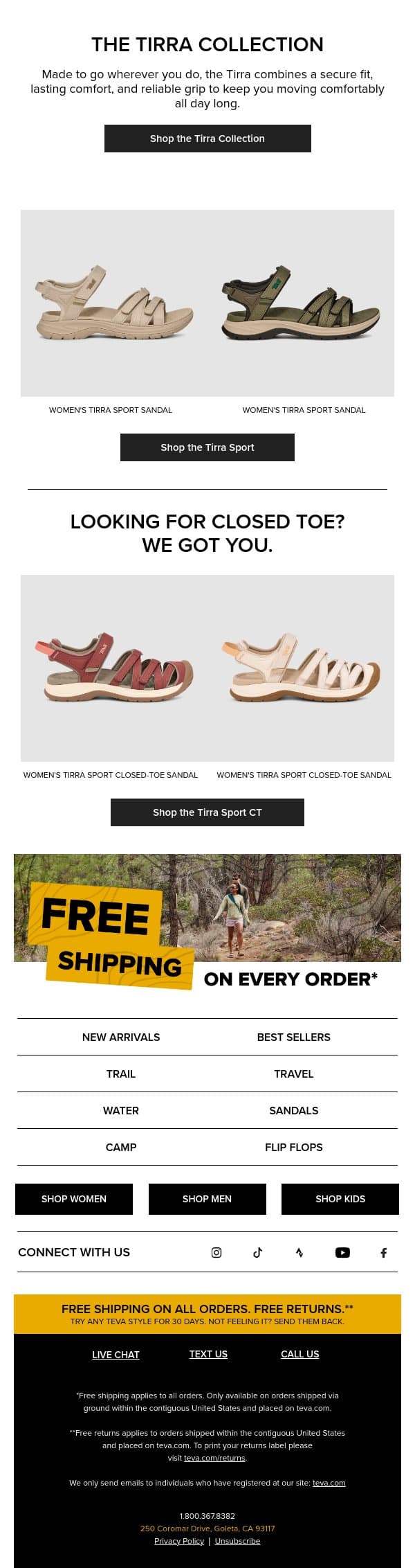 The Tirra Sandal Collection: Made to move how you do email from Teva screenshot