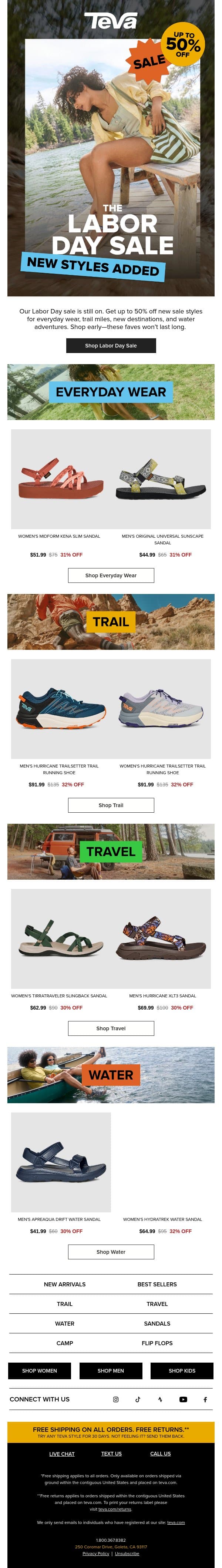 Labor Day Sale: New styles just added ‼️ email from Teva screenshot