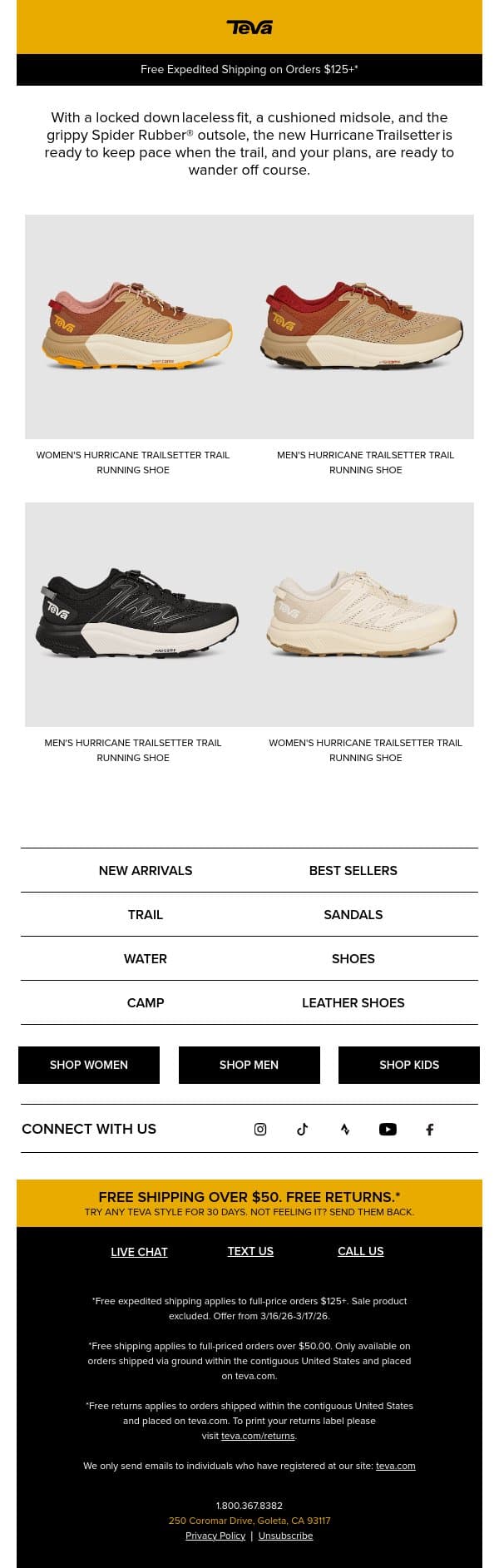 Introducing the Hurricane Trailsetter​ email from Teva screenshot