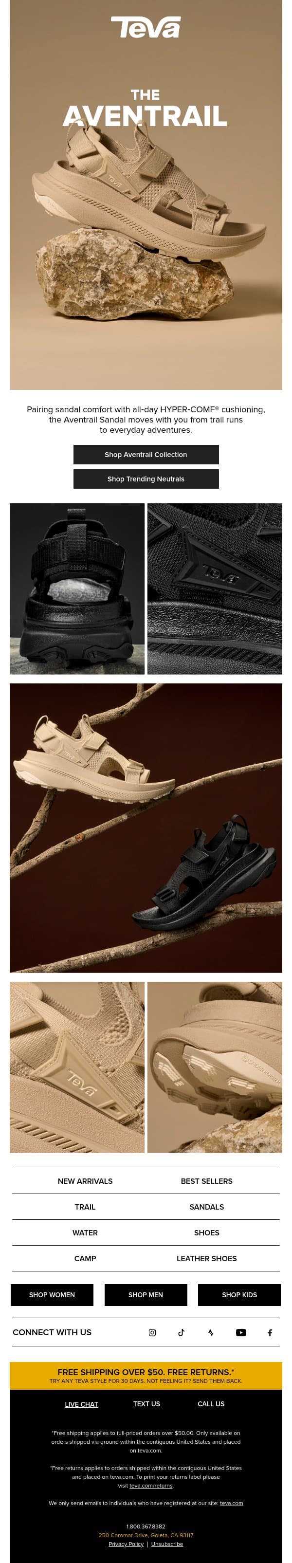 Aventrail Sandal: Comfort That Keeps Up email from Teva screenshot