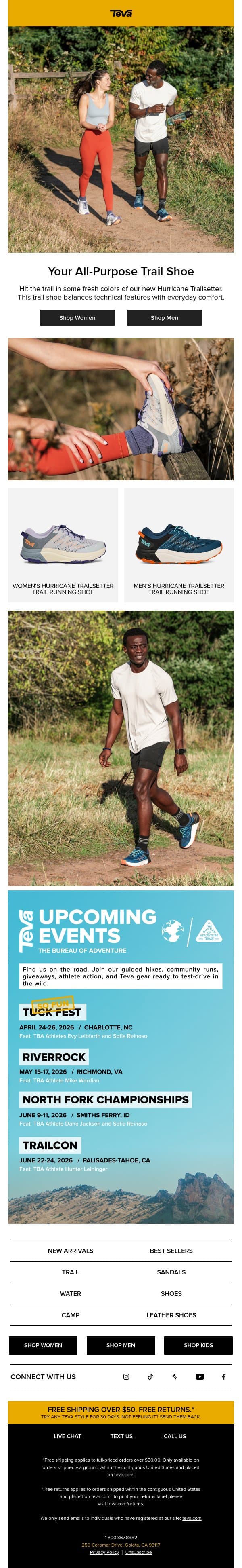 Hurricane Trailsetter: For the trails less reasonable email from Teva screenshot