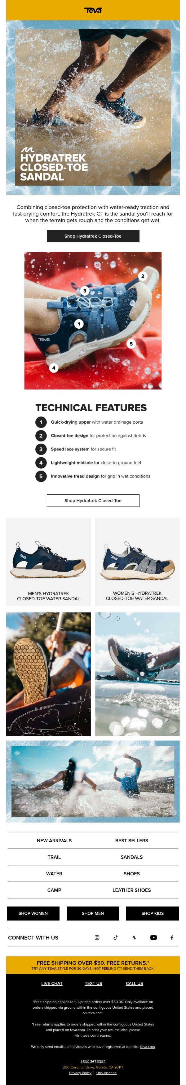 Meet the Hydratrek Closed-Toe Sandal email from Teva screenshot