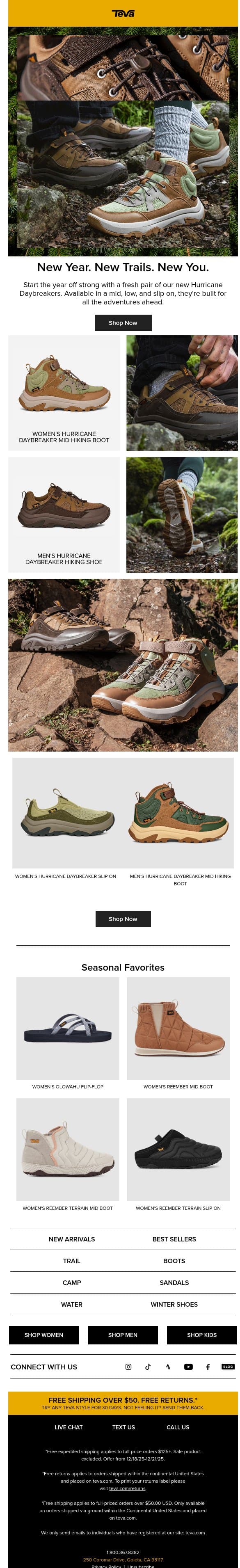 A new year means a new pair. 🥾 email from Teva screenshot