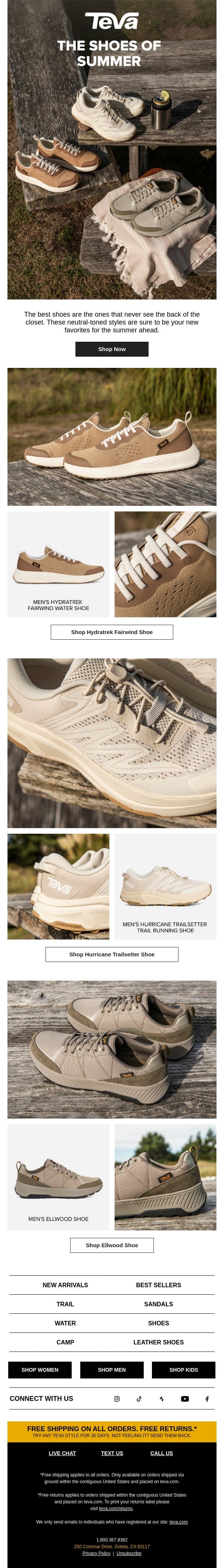 These summer shoes are having a moment... email from Teva screenshot