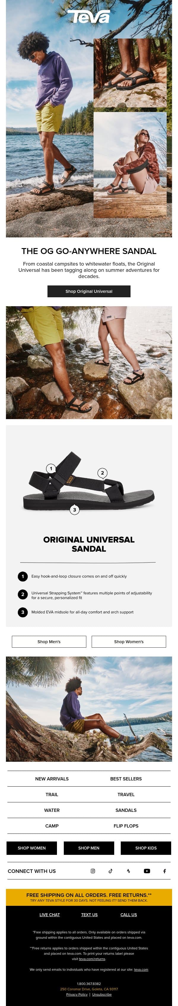 The adventure sandal that started it all...🖤 email from Teva screenshot