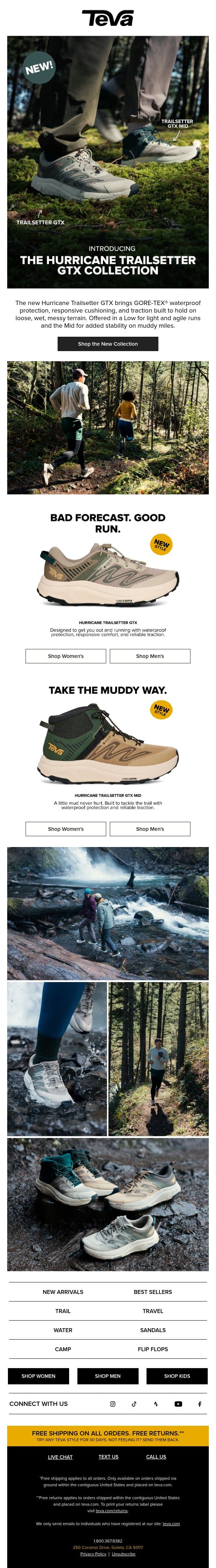 NEW: Hurricane Trailsetter GTX Collection email from Teva screenshot
