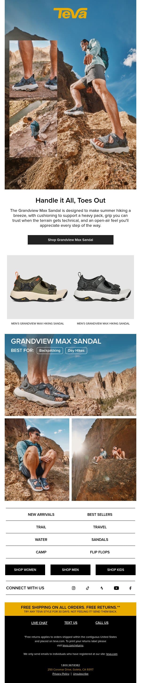 For feet that want to feel the breeze email from Teva screenshot