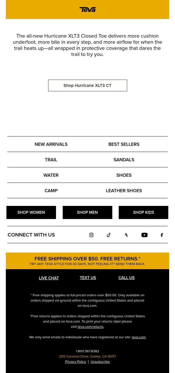 Introducing the Hurricane XLT3 Closed Toe email from Teva screenshot