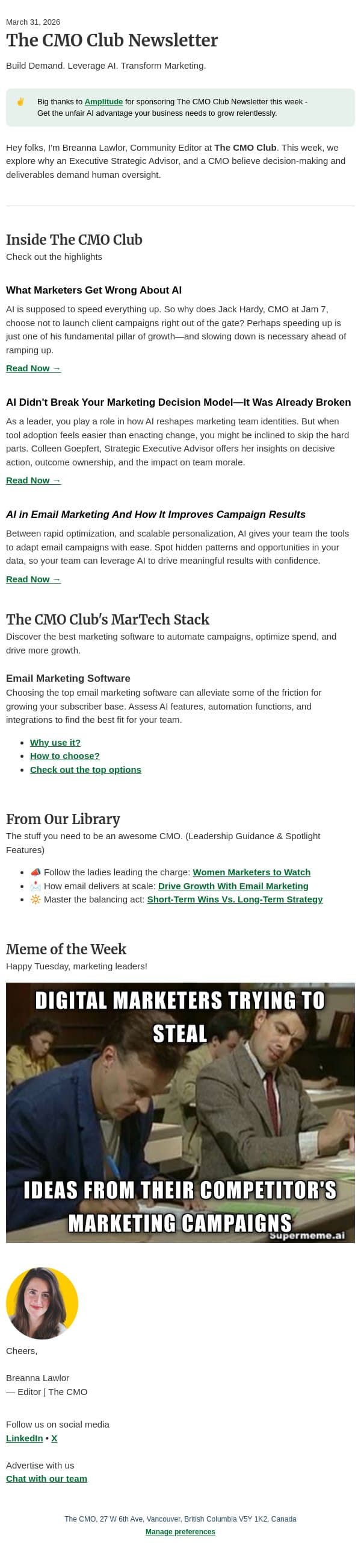 Foundational work happens first. email from Thecmo screenshot