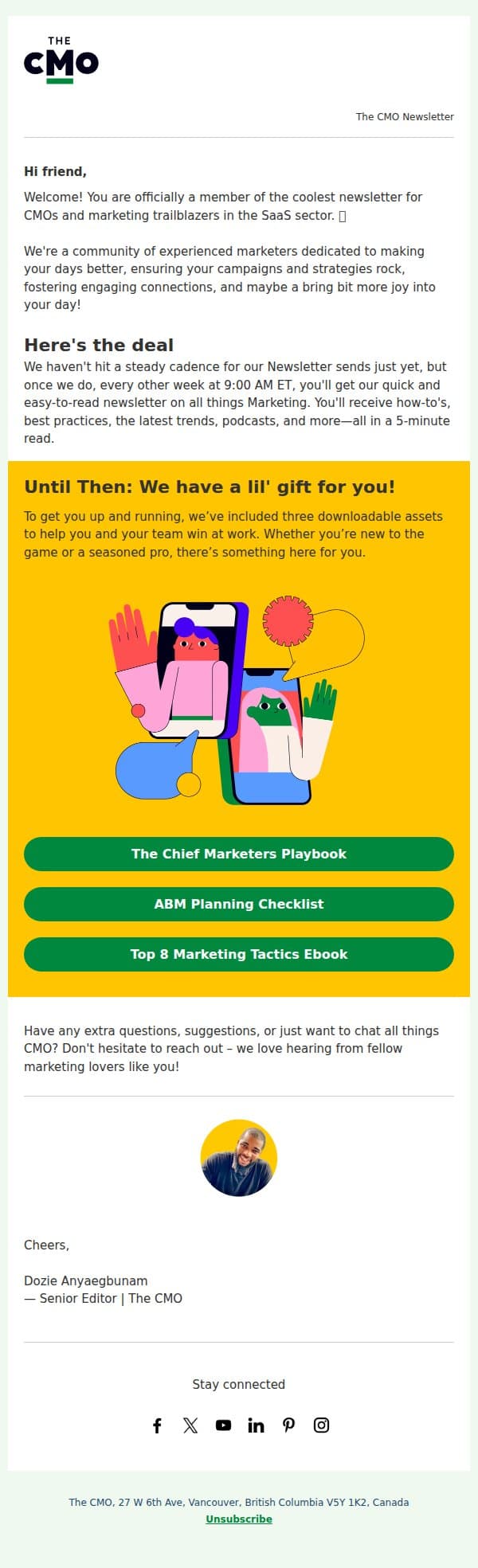 Welcome to the CMO Newsletter! 🔥 email from Thecmo screenshot