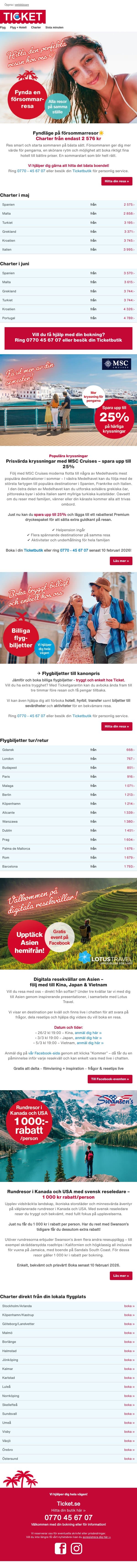 ⚡️Försommarresor – priserna du inte vill missa email from Ticket screenshot