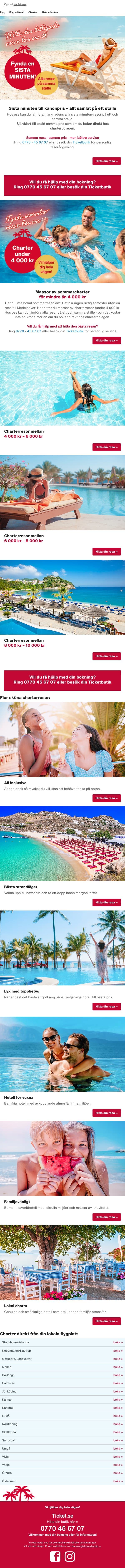 ⚡Sista minuten - billigaste resorna just nu ✈ email from Ticket screenshot