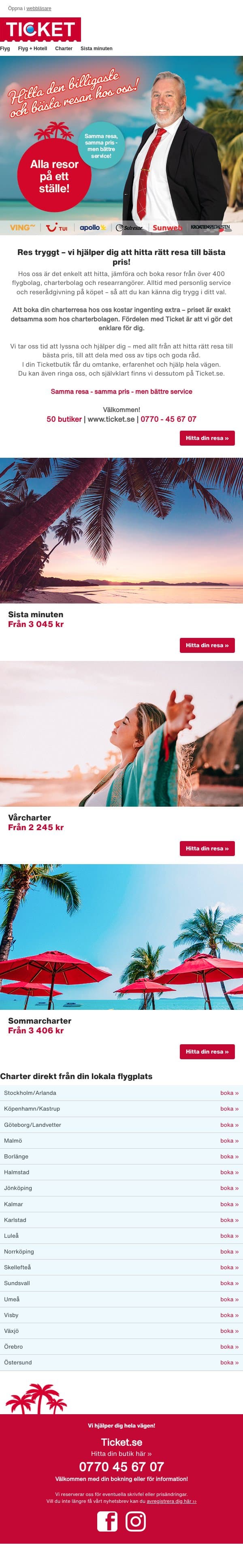 Rätt resa till bästa pris – personlig hjälp din Ticketbutik email from Ticket screenshot