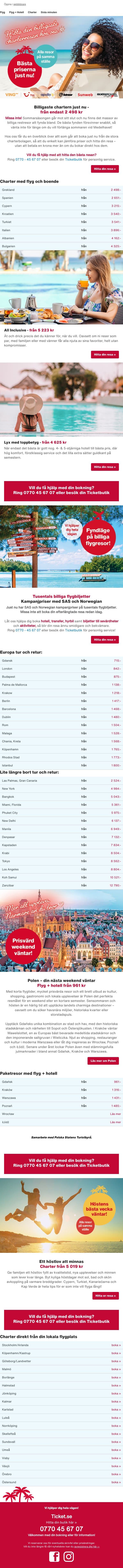 Charterfynd från 2 498 kr ❤️ Billiga flygbiljetter ✈ email from Ticket screenshot