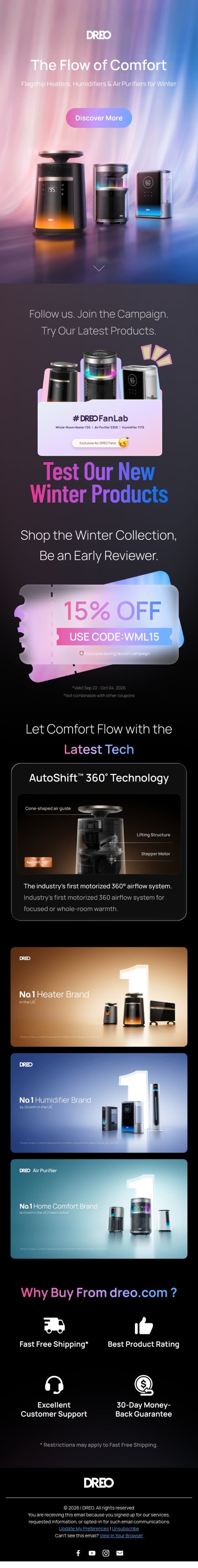 Our Biggest Winter Launch Is Here. email from Tineco screenshot
