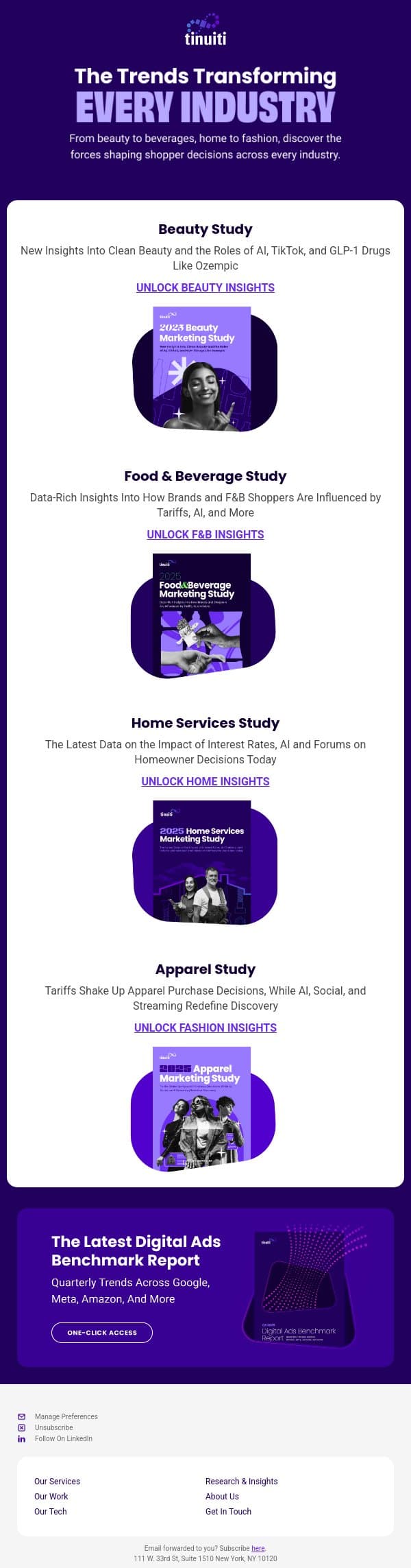 Every industry has a story. email from Tinuiti screenshot