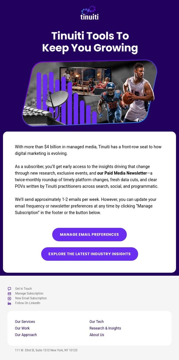 Resources to Help You Grow Smarter (and Waste Less) 🌱 email from Tinuiti screenshot