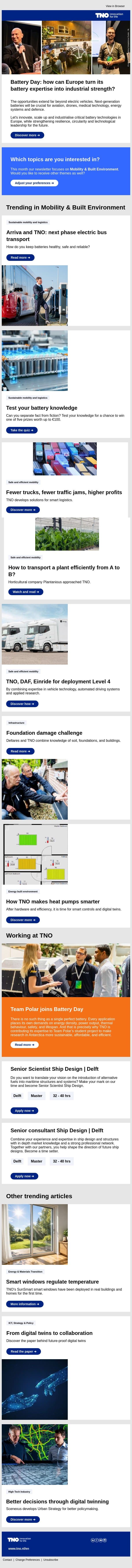 How can Europe turn battery expertise into industrial strength? email from TNO screenshot