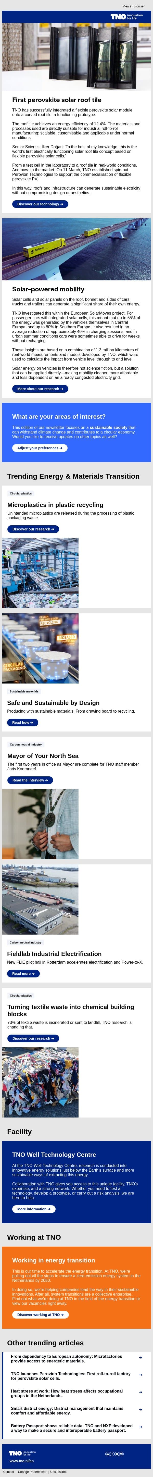 TNO introduces roof tile of flexible solar cells email from TNO screenshot