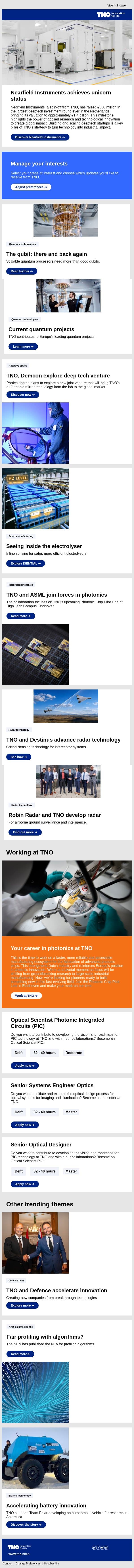 Nearfield Instruments becomes a Dutch deeptech unicorn email from TNO screenshot