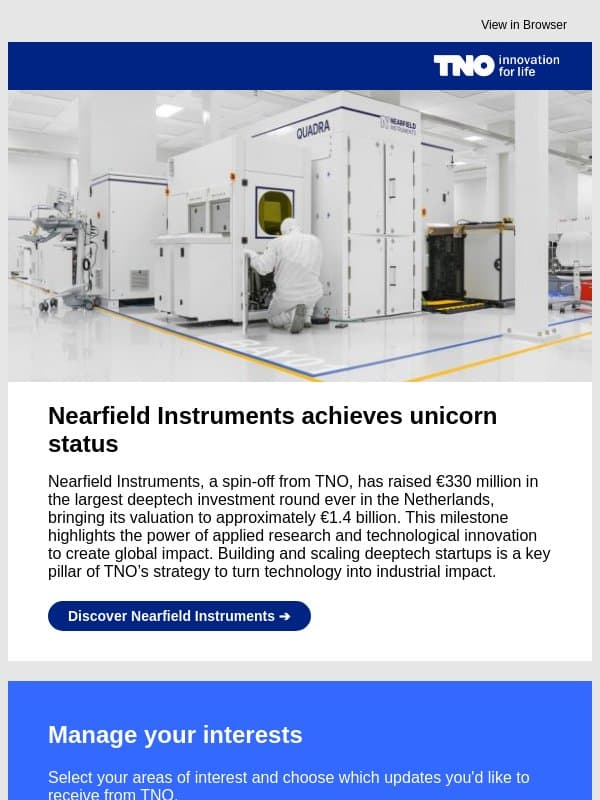 Nearfield Instruments becomes a Dutch deeptech unicorn email from TNO
