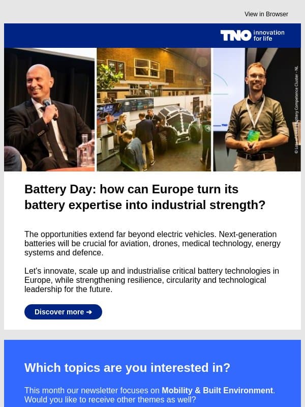How can Europe turn battery expertise into industrial strength? email from TNO