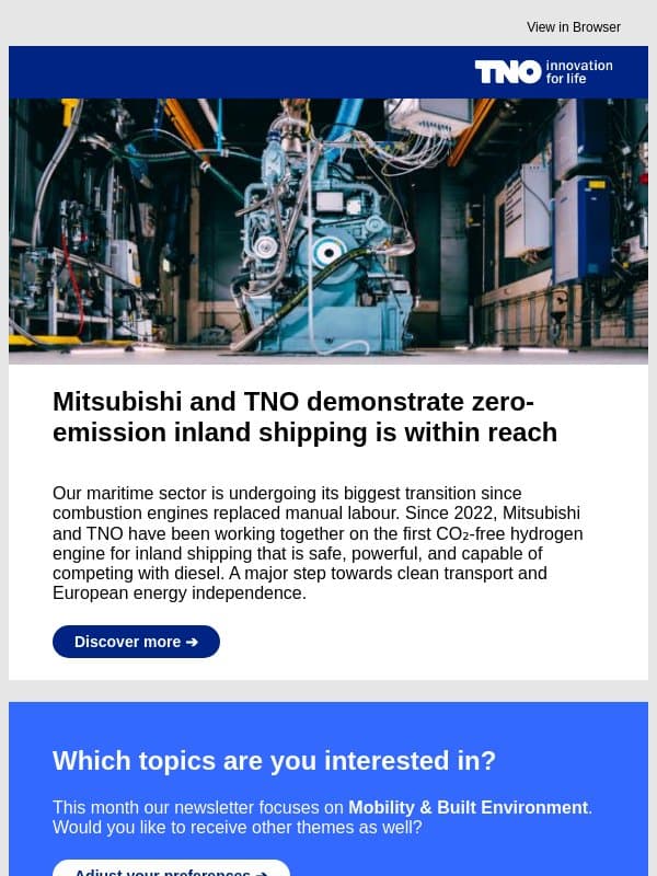 TNO and Mitsubishi working on CO₂-free hydrogen engine email from TNO