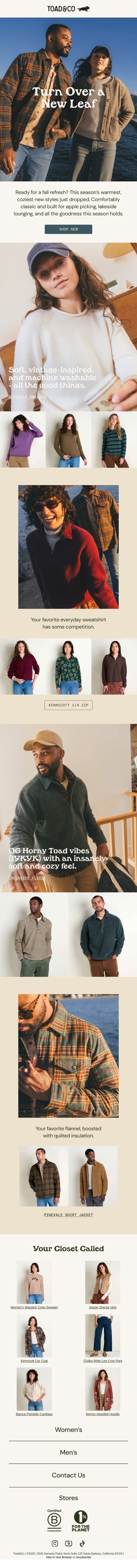 🍎 NEW ✨ NEW 🍁 NEW 🔮 email from Toad&Co screenshot