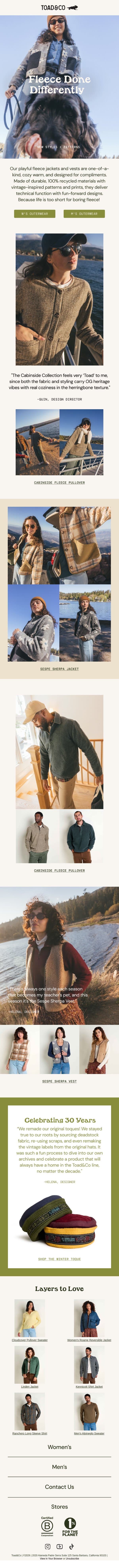 Fresh Fleece With Personality email from Toad&Co screenshot