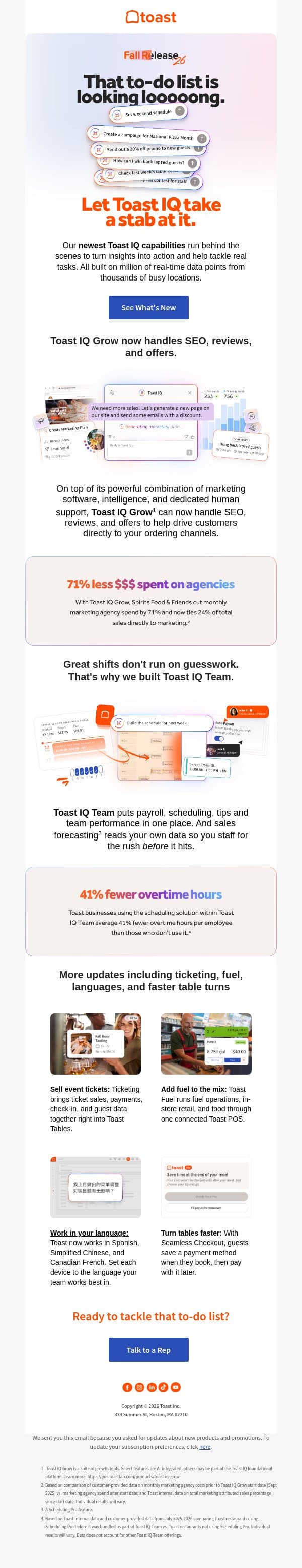 AI to tackle your to-do list email from Toast screenshot