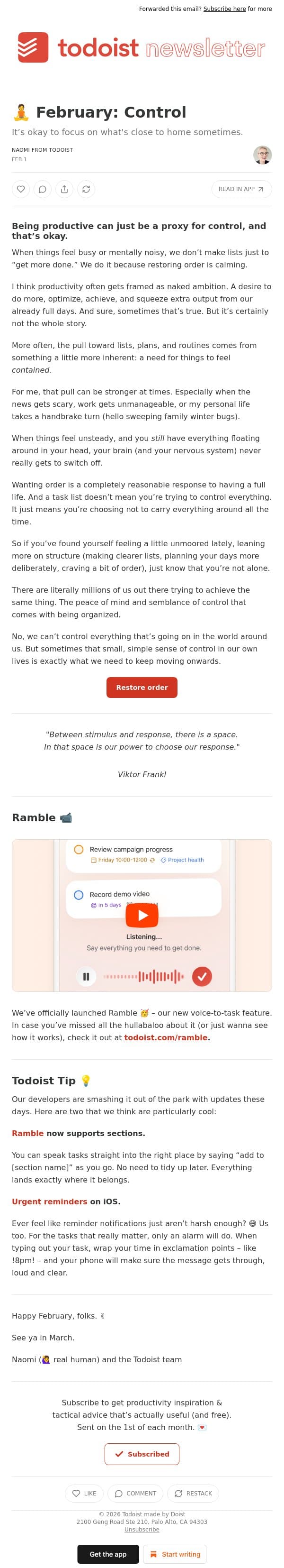 🧘 February: Control email from Todoist screenshot