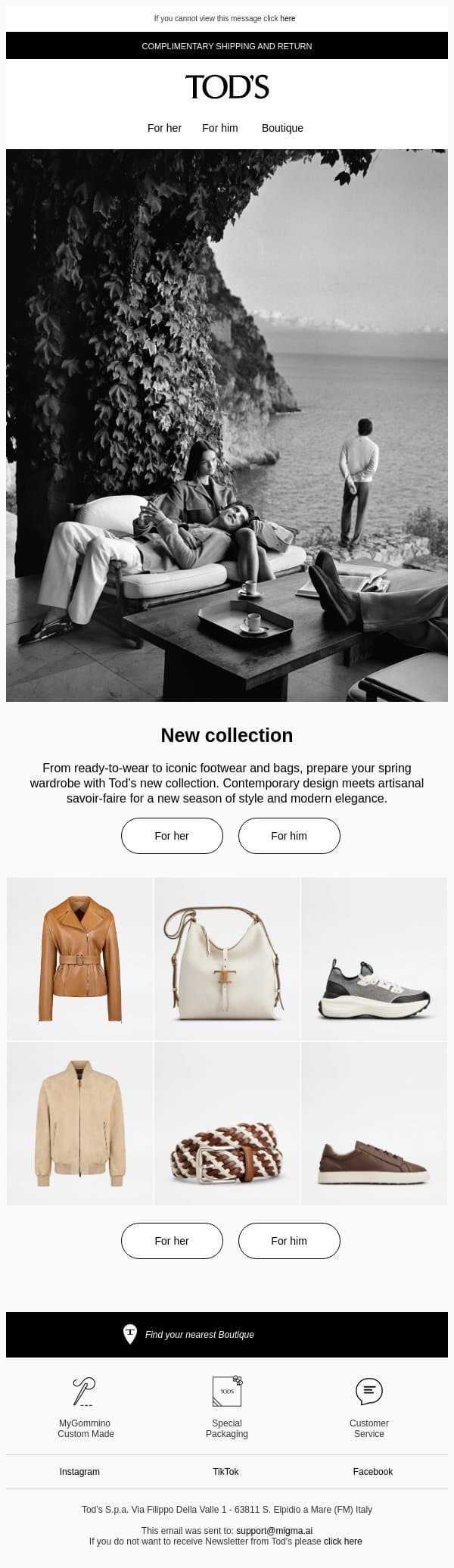 Celebrate love with Tod’s new collection email from Tod's screenshot