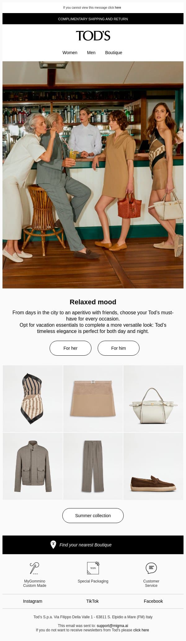 A Tod’s must-have for every occasion email from Tod's screenshot