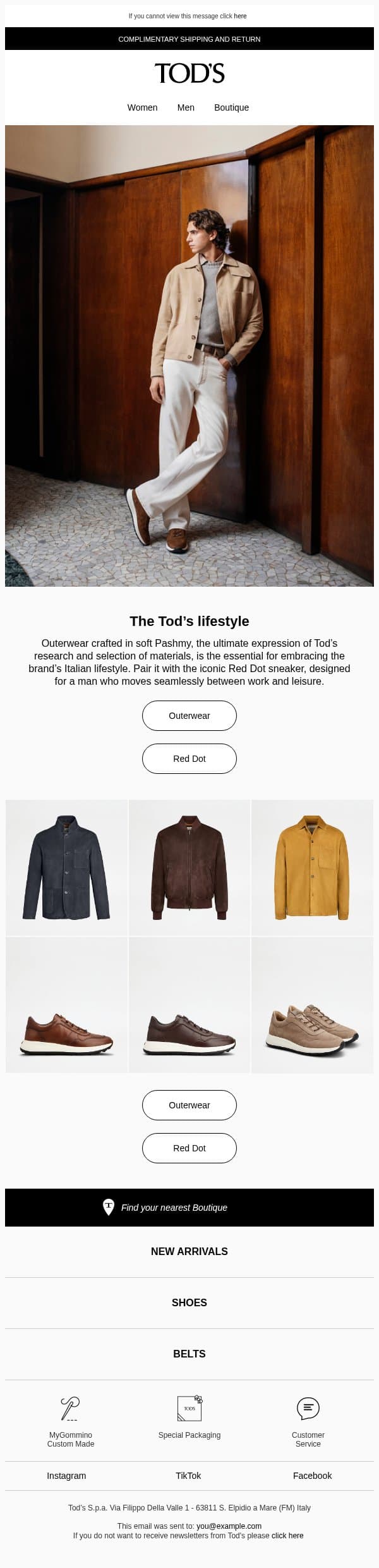 Your Tod’s must-haves email from Tod's screenshot